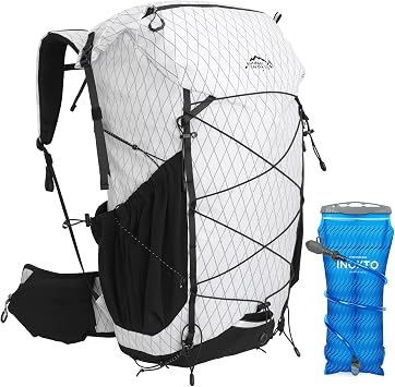 IX INOXTO 45L Hiking Internal Frame Backpacks with 3L Water Bladder and Rain Cover for Camping,Backpacking,Travelling White