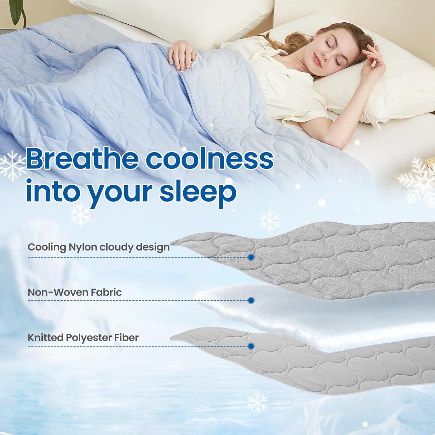Cozy Bliss Cooling Dual-Sided Blanket for Hot Sleepers, Q-Max>0.46 Lightweight Soft Breathable Bed Blanket, Double Side Cooling Throw for Night Sweats (Cool Blue, 50"x70") - Image 3