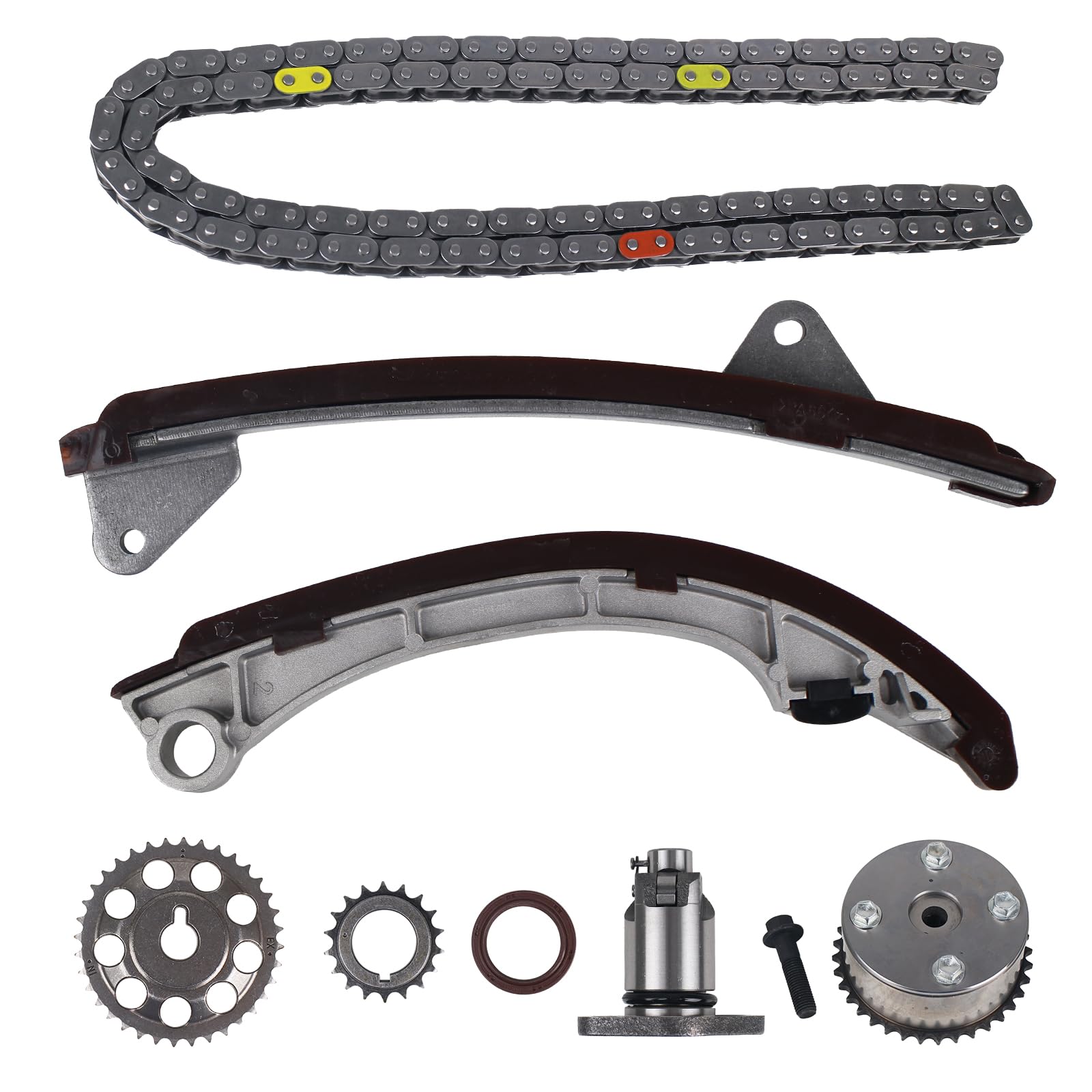 Photo 1 of KUSATEC 9-4200SA Engine Timing Chain Kit w/Chain Tensioner Guide Rail Sprocket fit for Chevy Prizm 1998-2002; Pontiac Vibe 2003-2008; for Toyota Celica Corolla Matrix MR2 Spyder 98-08; 1.8L TS11845