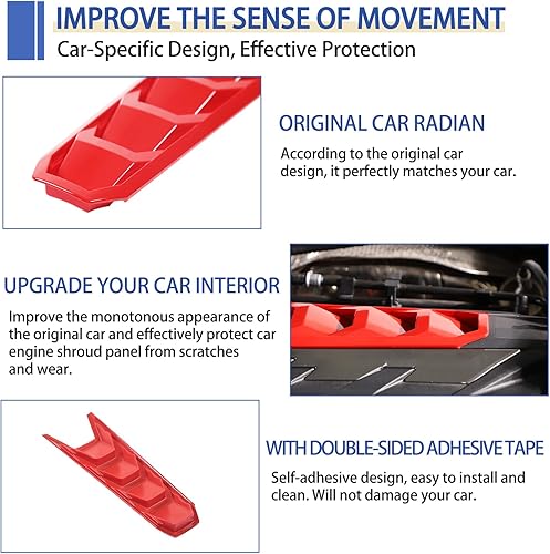 Miniatura 6 de Daeiclru Cubierta de cubierta de motor compatible con Chevrolet Corvette C8 2020-2023, cubierta de panel de bahía de motor de plástico ABS (rojo)