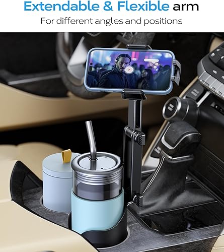 Miniatura 4 de Soporte de teléfono para automóvil con expansor de vasos de bebidas súper estable y compatible con teléfonos grandes Soporte de teléfono celular de