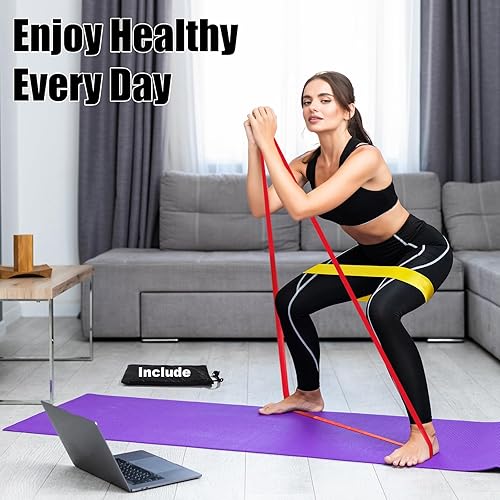 Miniatura 6 de 6 bandas de ejercicio de resistencia para entrenamiento, bandas elásticas para fitness, yoga, pilates, estiramiento, entrenamiento de fuerza,