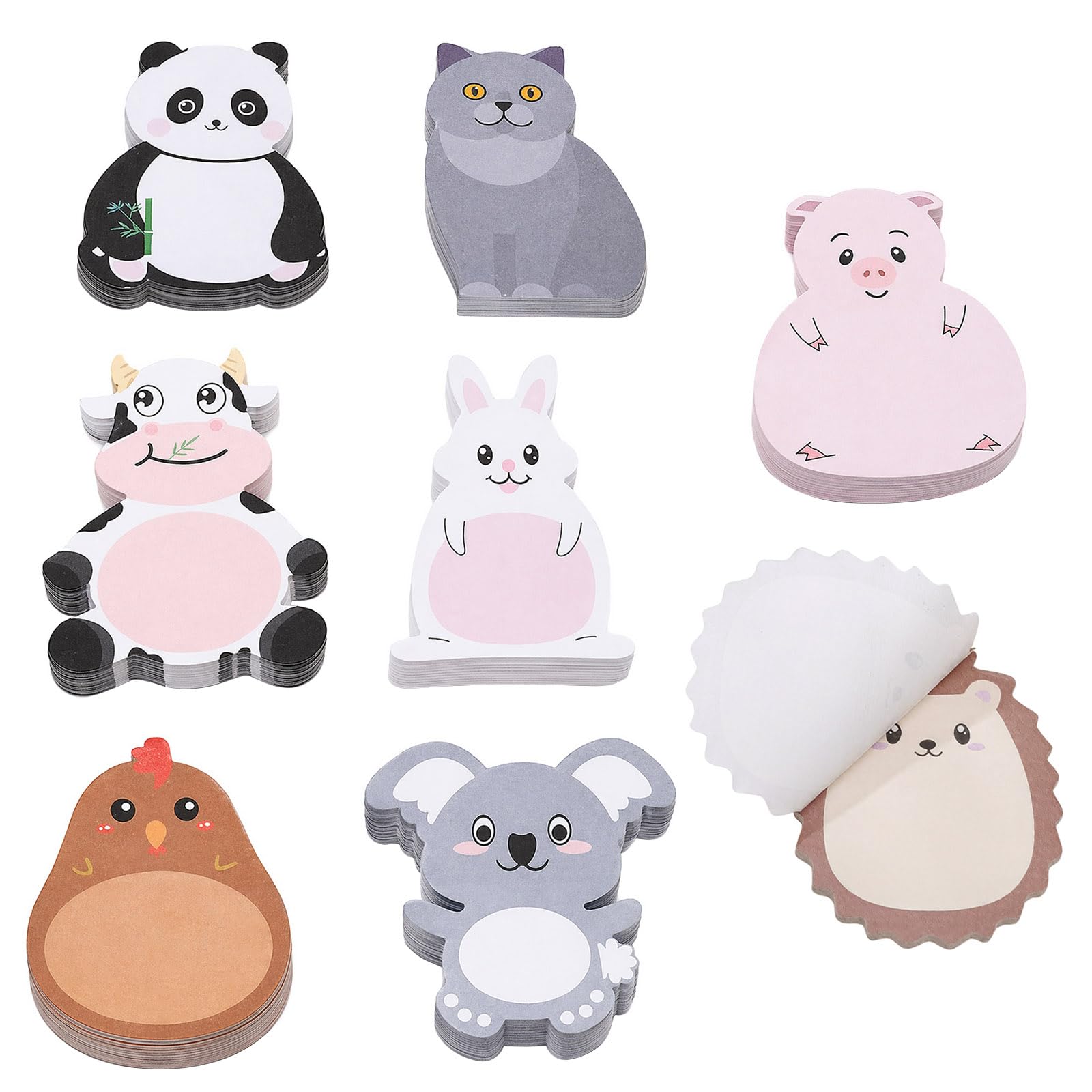 KIPTVO 8 Pack Cute Animal Sticky Notes Set, Cute Stationery for Girls, Novelty Self-Adhesive Post It Notes, Party Bag Fillers for Kids, Fun Desk & Back to School Supplies, Cute Sticky Note Memo Pads