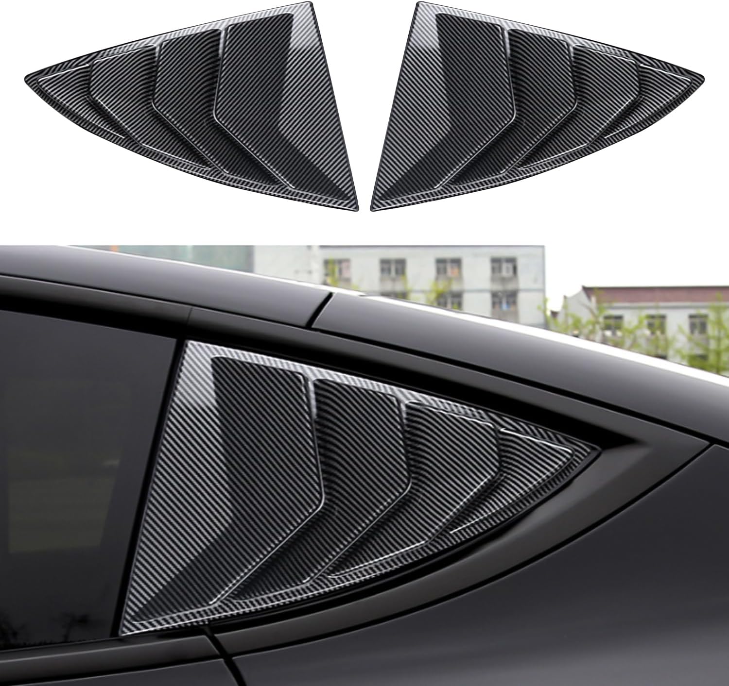 Window Louvers Fits for Tesla Model S 2017-2024 2025 Accessories Rear Side Window Louvers Windshield Sun Shade Cover Auto Exterior Decoration Trim Accessories(Bright Black)