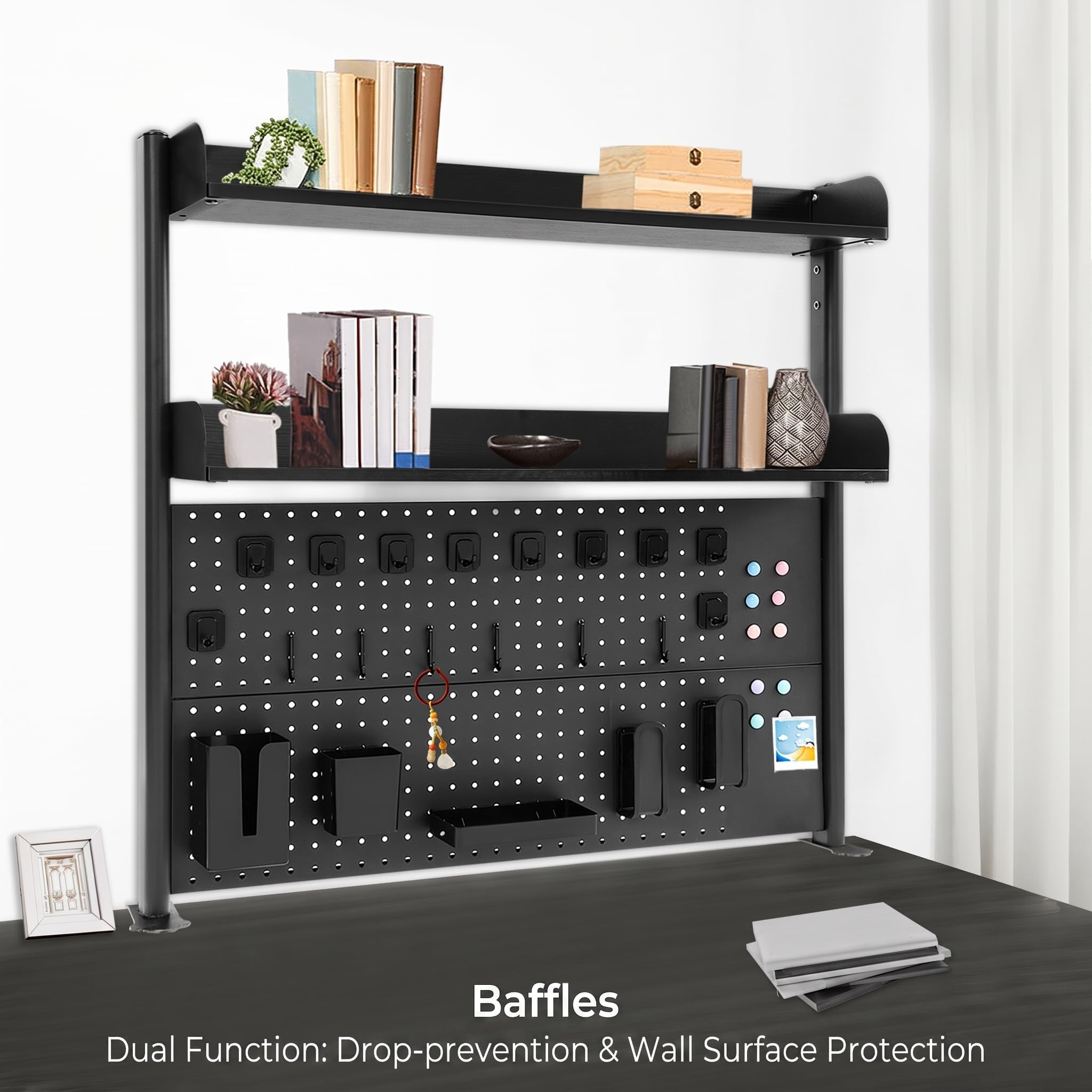 Étagère de bureau à pince 254 x 241 cm, double niveau, paroi perforée
