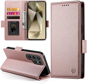 Generic case Compatible with Samsung Galaxy S24 FE Color Pink Leather Wallet Cover Magnetic Flip Case Luxury
