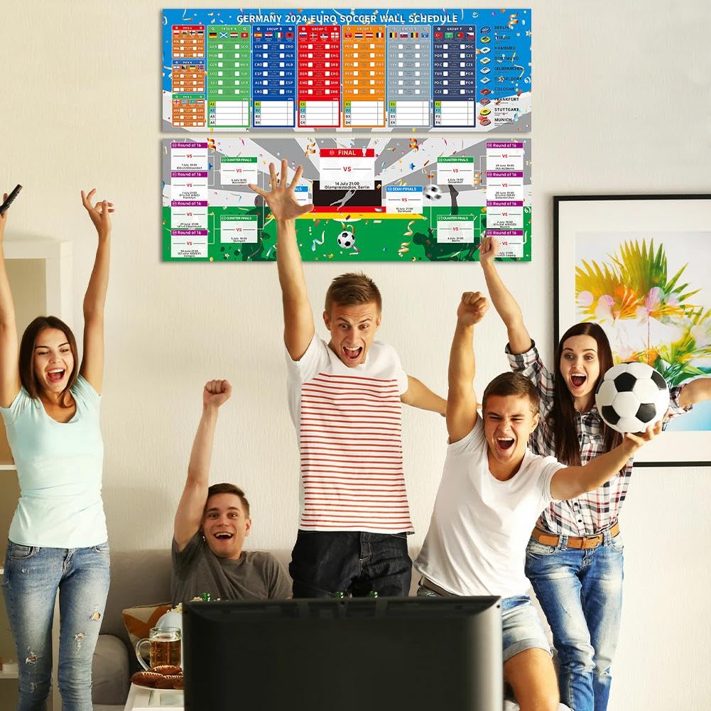 Amazon｜2024年ユーロサッカーウォールチャート、2024年欧州選手権結果の記録、2024年ユーロサッカー選手権ポスタースケジュール、2024年ユーロ備品ポスター、バー、リビングルームの装飾用/1339(Color:British  Time Zone,Size:2pcs)｜トイレ収納 ...