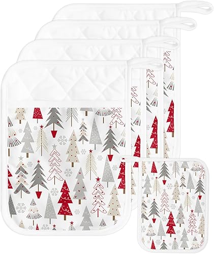 Miniatura 8 de Boho Christmas 2Pcs Pot Holders for Kitchen,Non Slip & Heat Insulation Terry Cloth Potholder Set with Pocket,Thick Hot Pad Oven Mitts Trivet Coaster