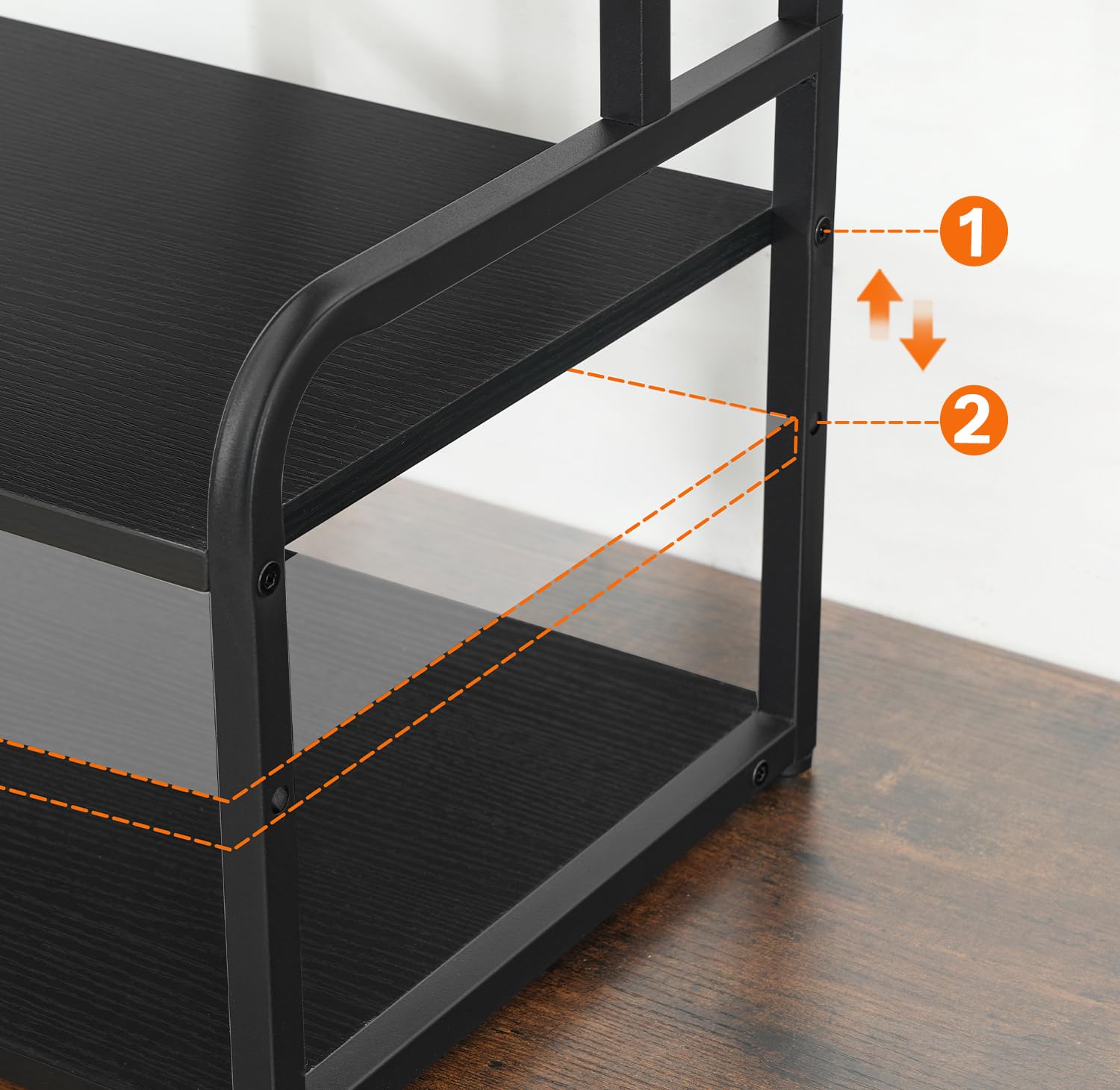 HOOBRO Supporto per Stampante a 3 Ripiani, Mensola da Scrivania, Supporto sotto Tavolo, Scaffale Portaoggetti con 1 Ripiano Regolabile, per Casa, Ufficio, Cucina, Soggiorno, Nero EBB06PS01