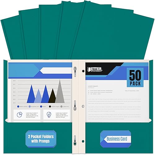 Miniatura 18 de Better Office Products Blue Paper - Carpetas de papel de 2 bolsillos con puntas, paquete de 50, textura mate, carpetas de papel tamaño carta,