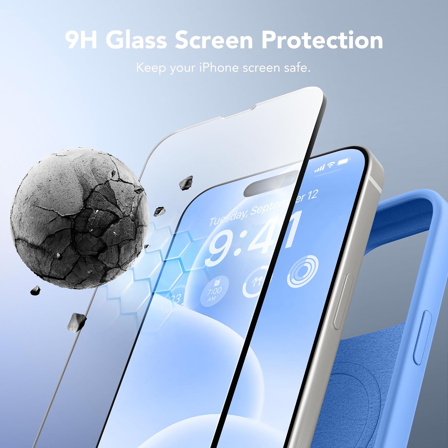  Magnetic for iPhone 15 Pro Max Case, Silicone Cover Sky Blue | Compatible with MagSafe, Camera Button & Screen Protector, Microfiber Lining, 3 Layers Soft Gel Rubber Shockproof Slim 6.7" thumbnail