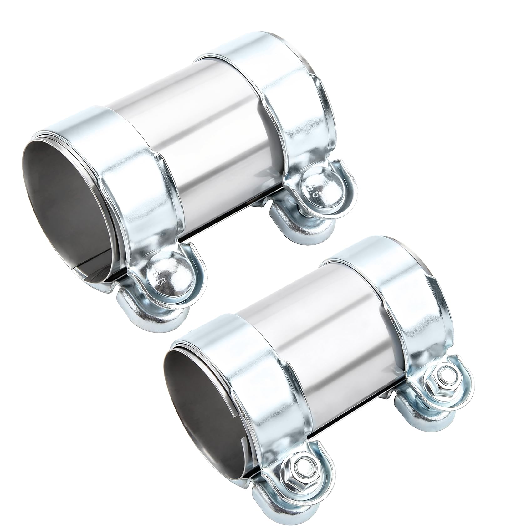 DOCAS 2 pezzi Ø 64 mm x 125 mm lunghezza Morsetto per tubo di scarico, morsetti di scarico con doppio morsetto inossidabile universale per auto (stile 2)