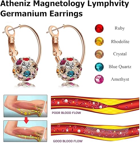 Miniatura 4 de Aretes linfáticos para mujer en Prime Yoopulse, aretes linfáticos para terapia de linfvidad, aretes de germanio para drenaje linfático, joyería de