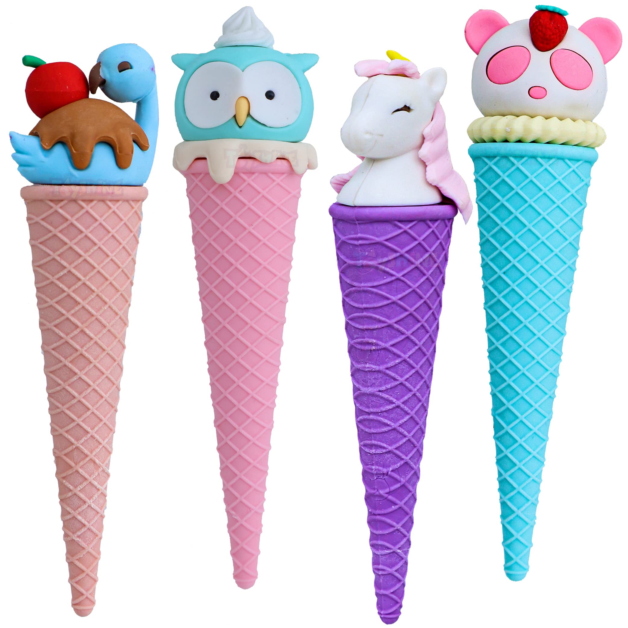 Toyshine Colorful Mini Ice Cream Cone Pop Frozen Treat Erasers for Children Party Favors, School Supplies, Toys (4 Pcs) (B097N4TSXS) Amazon Price History, Amazon Price Tracker