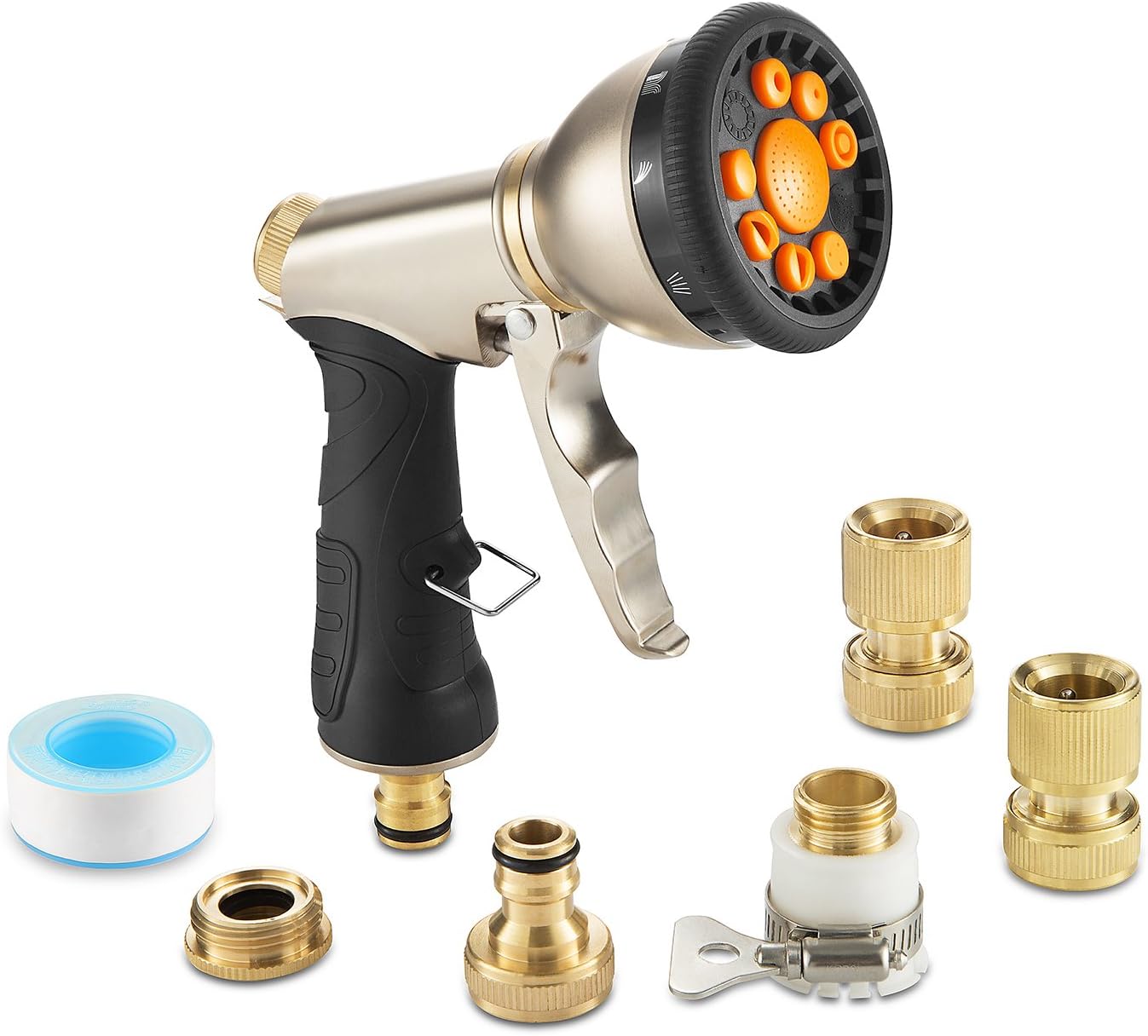 Multi Garden Spray Gun Set Includes Gardening Watering Sprayer, Brass
