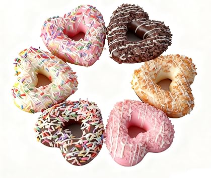 Fake Donuts 6PCS Artificial Doughnut Dessert Heart-Shape Artificial Cake Dessert Fake Cupcake Faux Food Model Realistic Donuts for Decoration Display Photography Props