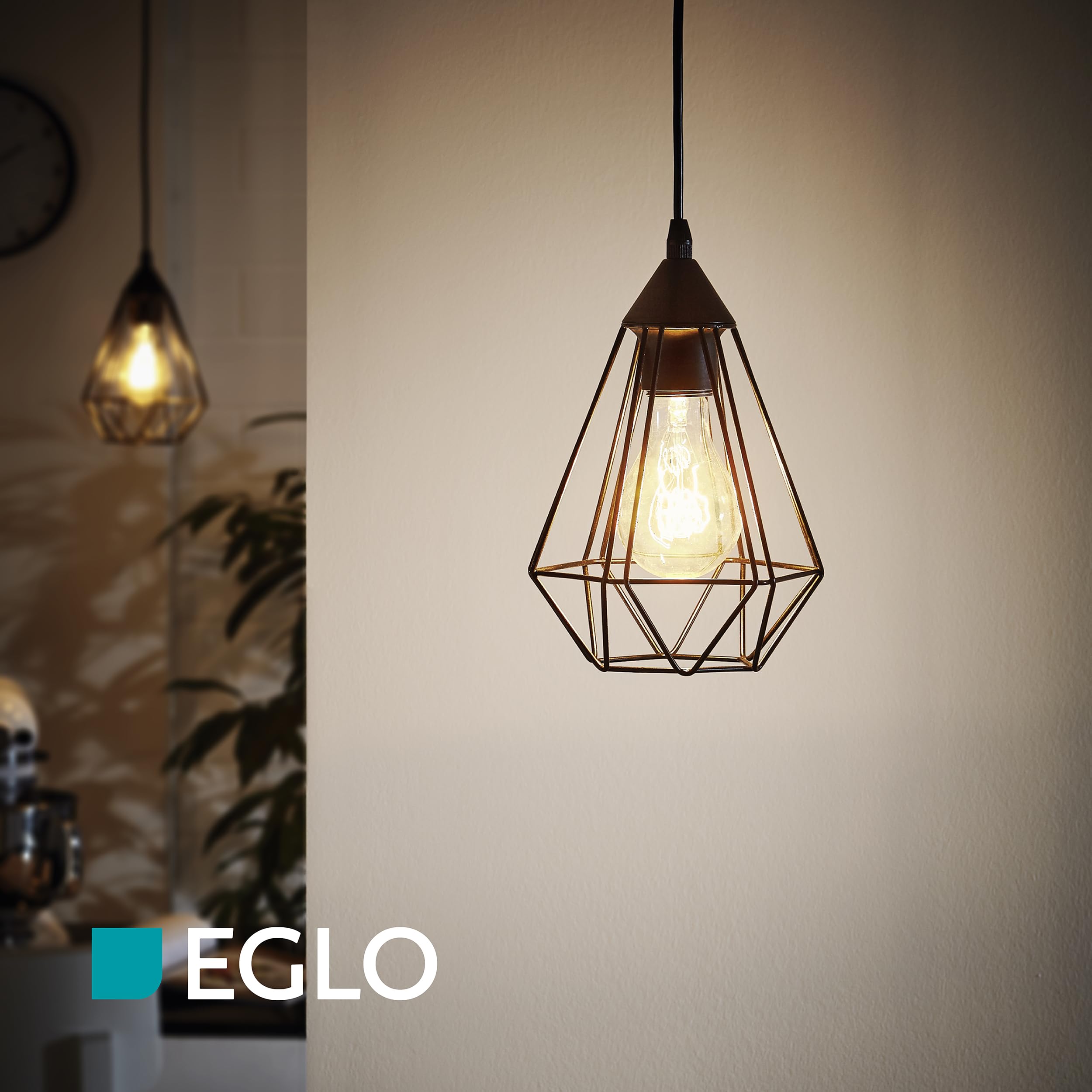 Eglo Lampada a sospensione Tarbes - punto luce vintage in stile retrò, acciaio e plastica, nero, E27, diametro 17,5 cm