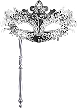 Oidea Women's Masquerade Mask with Stick: Rhinestones Deecorations Mardi Gras Venetian Mask Carnival Party Costume Ball Mask