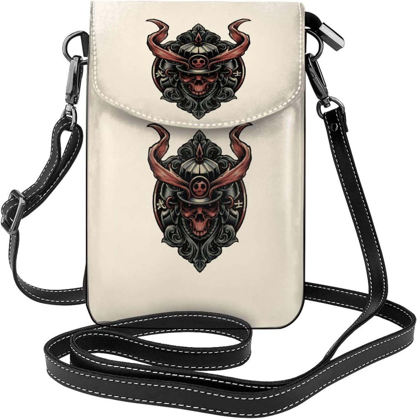 スマホポーチ スマホポシェット ウォッチ 携帯ポーチ ドクロ スカル ミニ財布 髑髏 レディース 多機能ポーチ 電話収納バッグ スマホ財布ポーチ メンズ クロスボディバッグ スマホバッグ カード収納 武士 ポシェット Puレザー 小銭入れ 財布