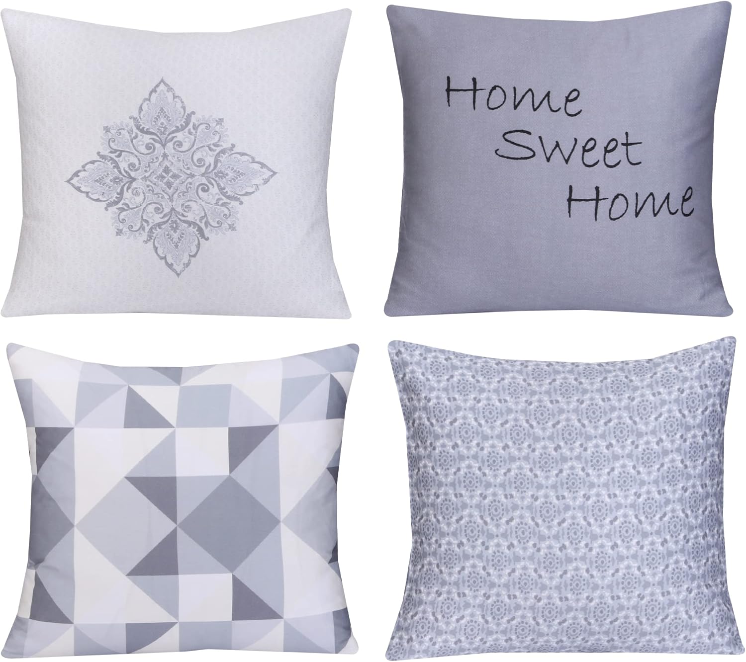 RUVANTI 4 Pack 100 Cotton Fabric Throw Pillows Cover, 18 x 18 Inch Soft, Cozy