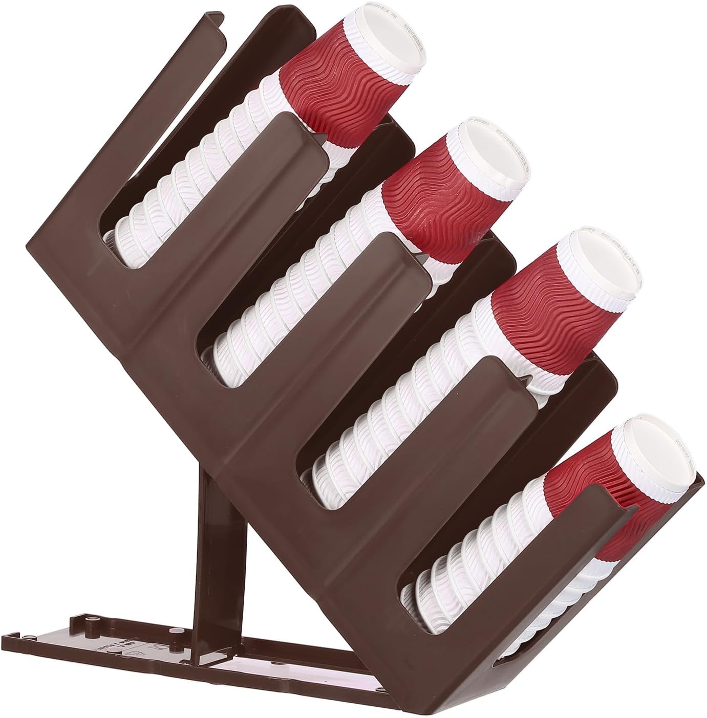 uxcell Cup and Lid Holder Paper Coffee Cup Dispenser Organizer with 4 Compartment for Coffee Station Bar Restaurant Kitchen Counter, Black
