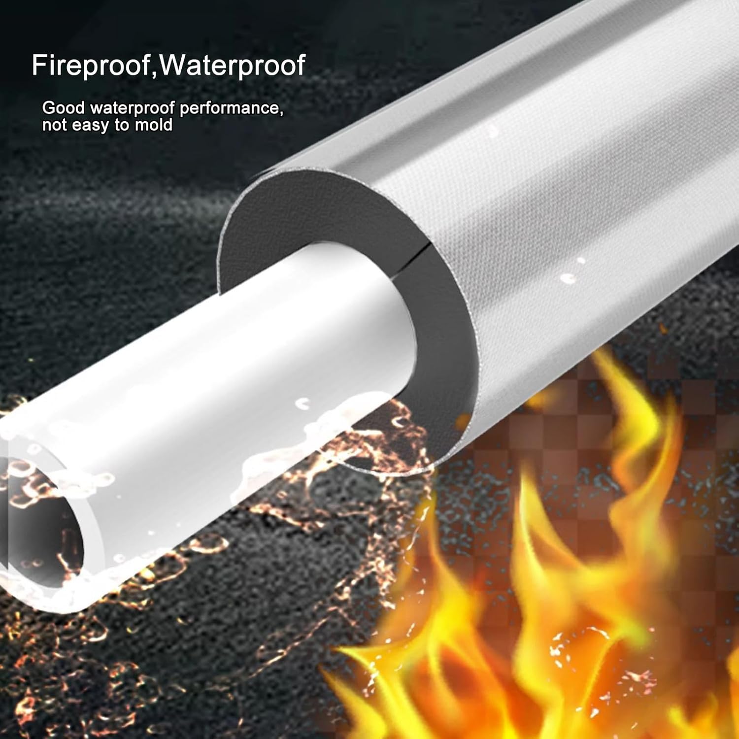 Pipe insulation Foam Tube,Self Adhesive Foam Pipe High Density Waterproof/ Fireproof Insulation Pipe,Freeze Protection for Pipe Insulation Foam Insulation Pipe 0.9m Length Easy to Install,1piece ( Col
