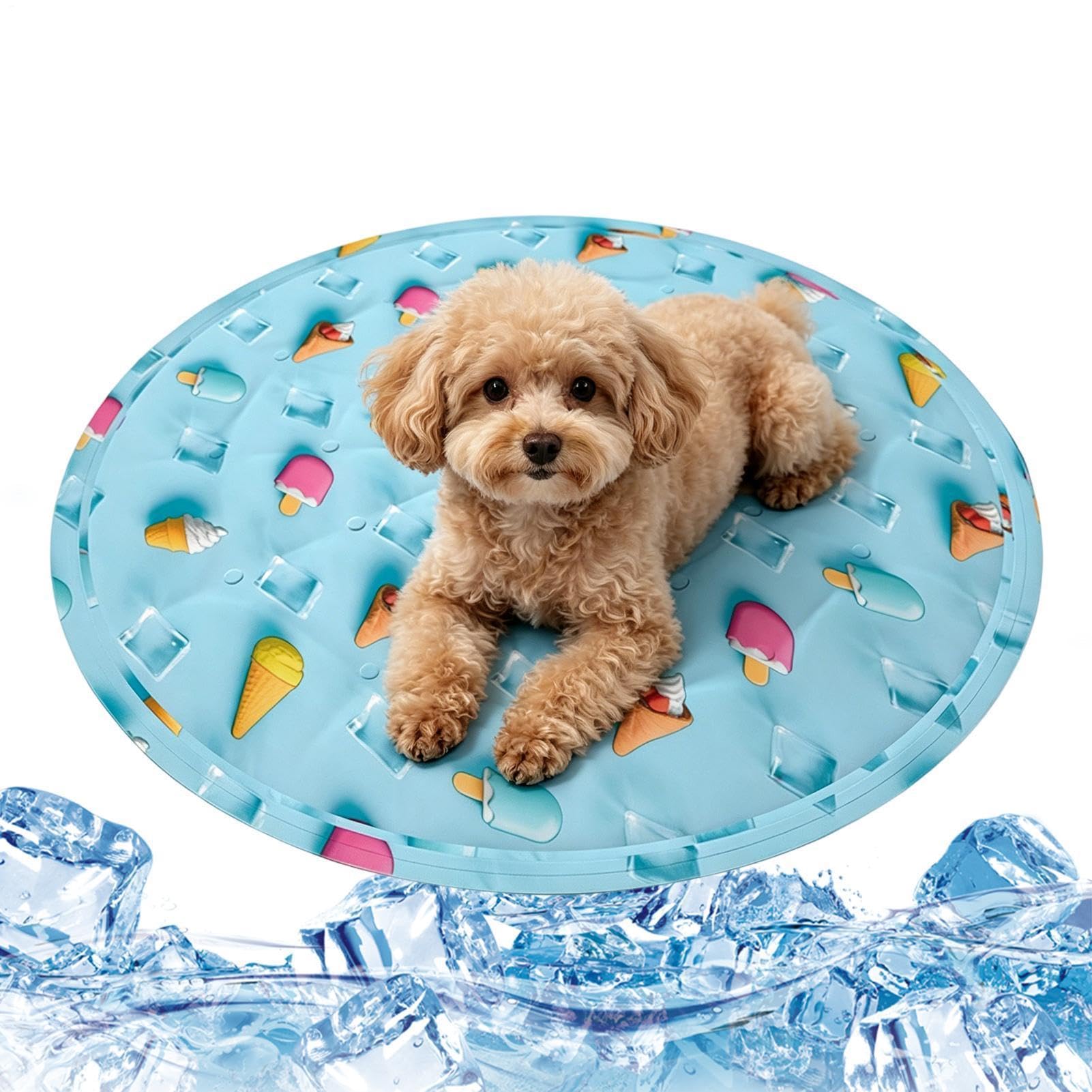 Tapis rafraîchissant pour chiens En PVC pliable rond de 50 centimètres | Tapis Rafraîchissants En Gel Pour Animaux chien, , chiot, canapé, lit, sol, caisse, siège de voiture,