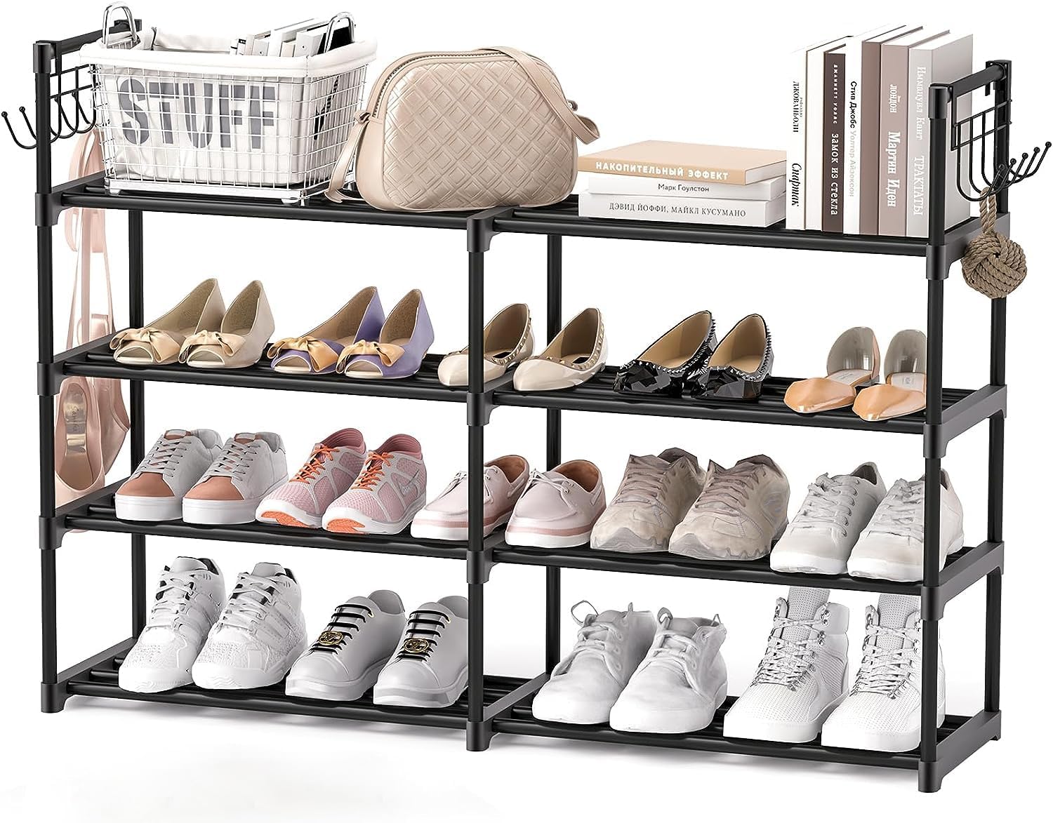 SONGMICS Zapatero organizador de zapatos de 4 niveles, estante de