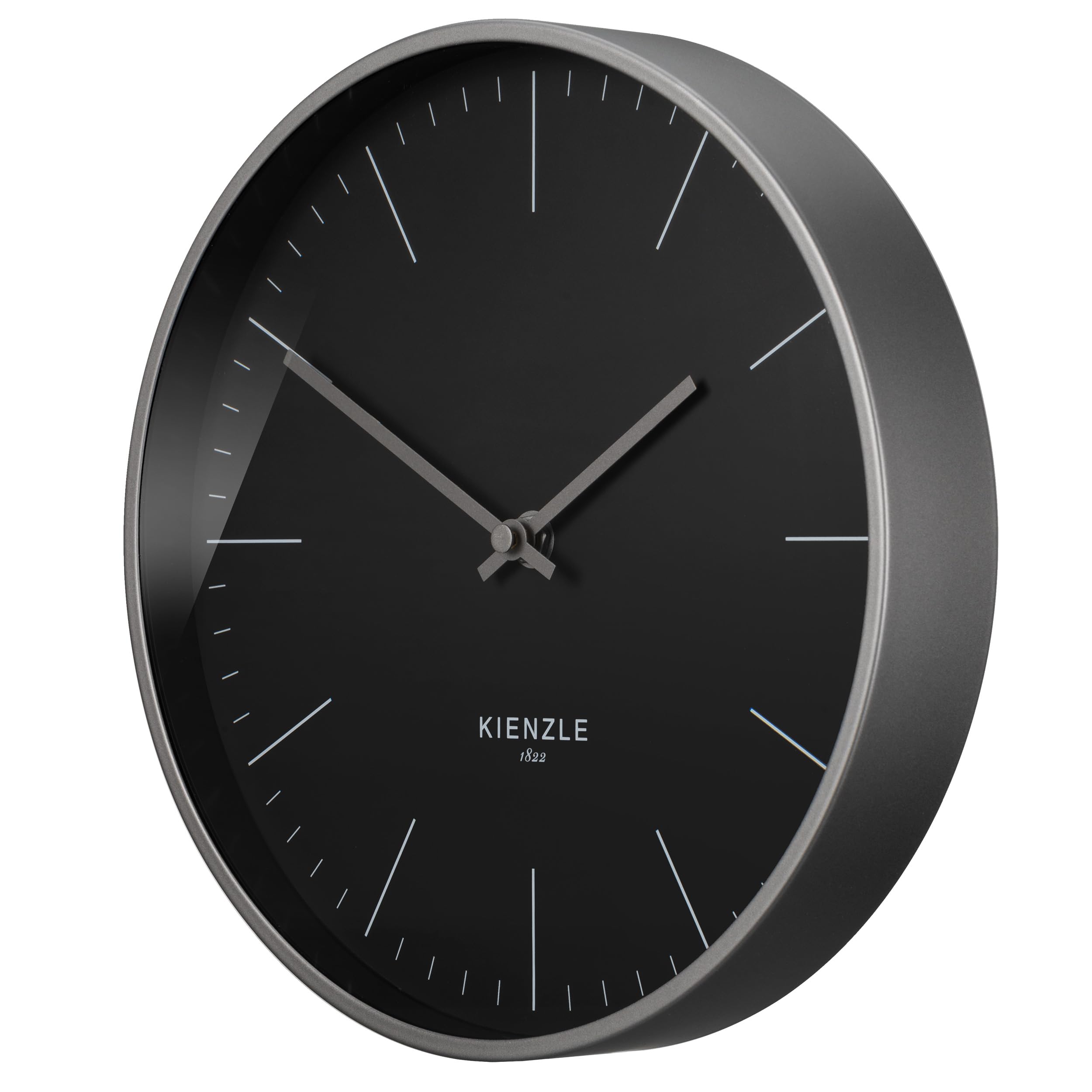 Kienzle Funkwanduhr Modern 25 cm geräuschlos mit DCF-Signal, Stahlrahmen, anthrazit