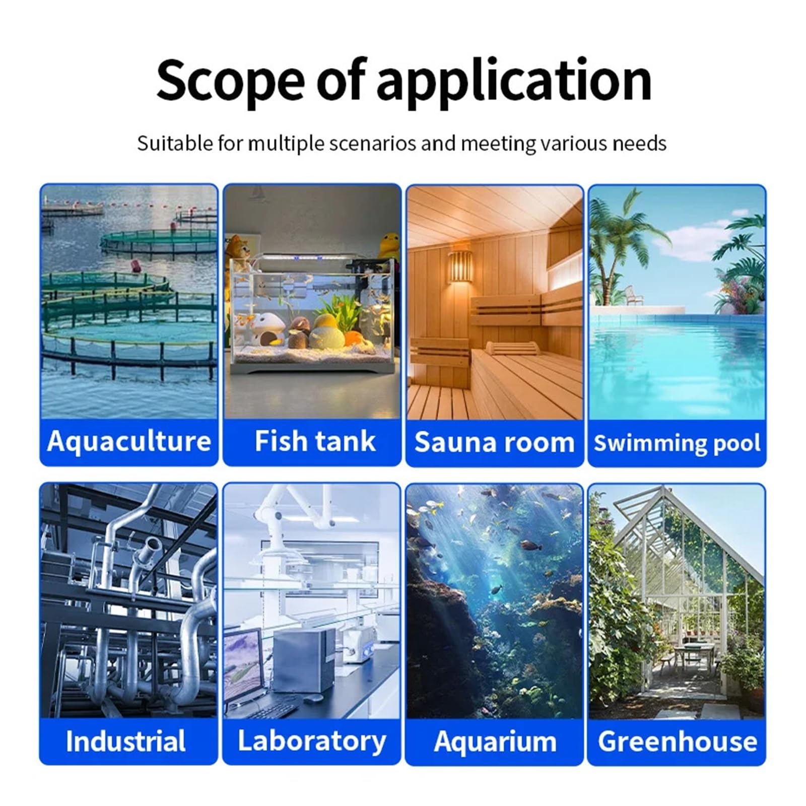 Termómetro Digital de Agua con sonda Dual Impermeable, Lectura rápida for Piscina, Acuario, pecera, Pantalla LED de Tiempo de Montaje en Pared.