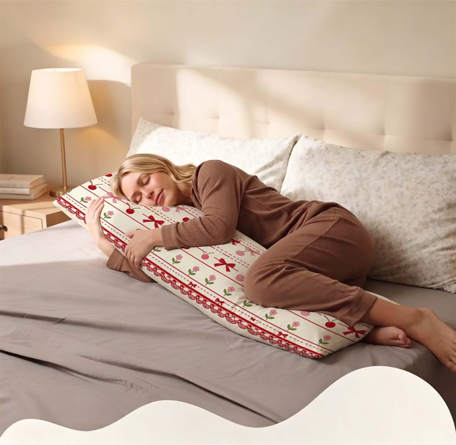 Rosso-15 Federe Cuscino Letto 50 x 150 cm, Grande Cuscini per Divano Lino, | Doppia Faccia Stampa, Frutta Fodera per Cuscino Decorativa, con Cerniera, Cuscino per Dormire Sul Fianco j-222