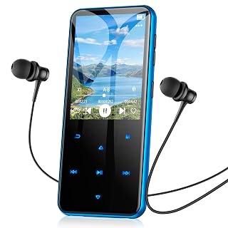 AGPTEK 64GB MP3 Player Bluetooth 5.3 mit 2,4" TFT Farbbildschirm, HiFi Musik Kinder MP3 Player mit Lautsprecher, Touch-Tasten, FM-Radio, E-Book, Aufnahme, Unterstützung bis zu 128 GB, Blau - Amazon product rated Grade A