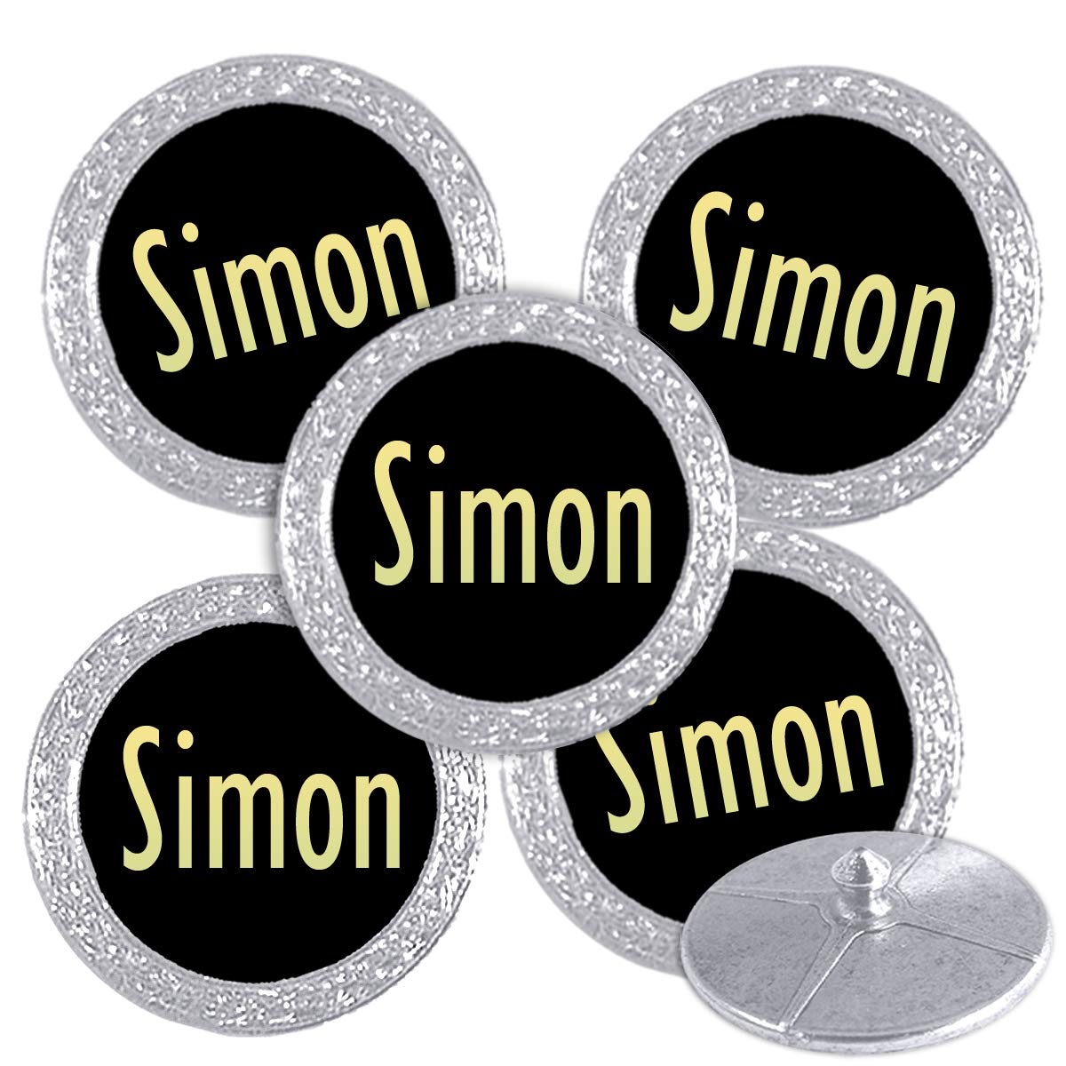 Best Impressions Silver Coloured Golf Ball Markers with Names (Simon)