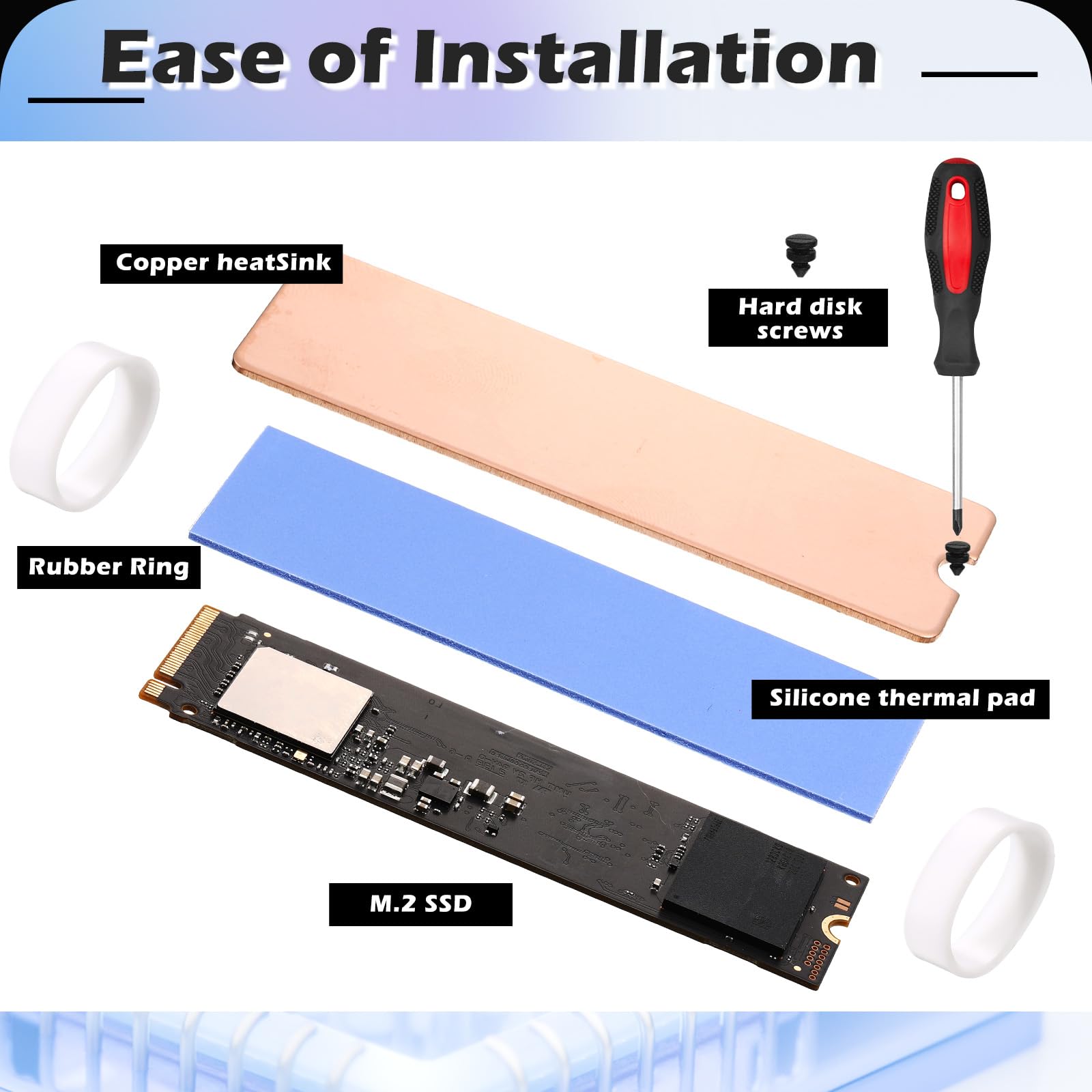 Pushglossy Laptop M. 2 - Kit de disipador térmico para portátil NVMe M. 2 disipadores de calor de cobre para portátil M.2 2280 SSD