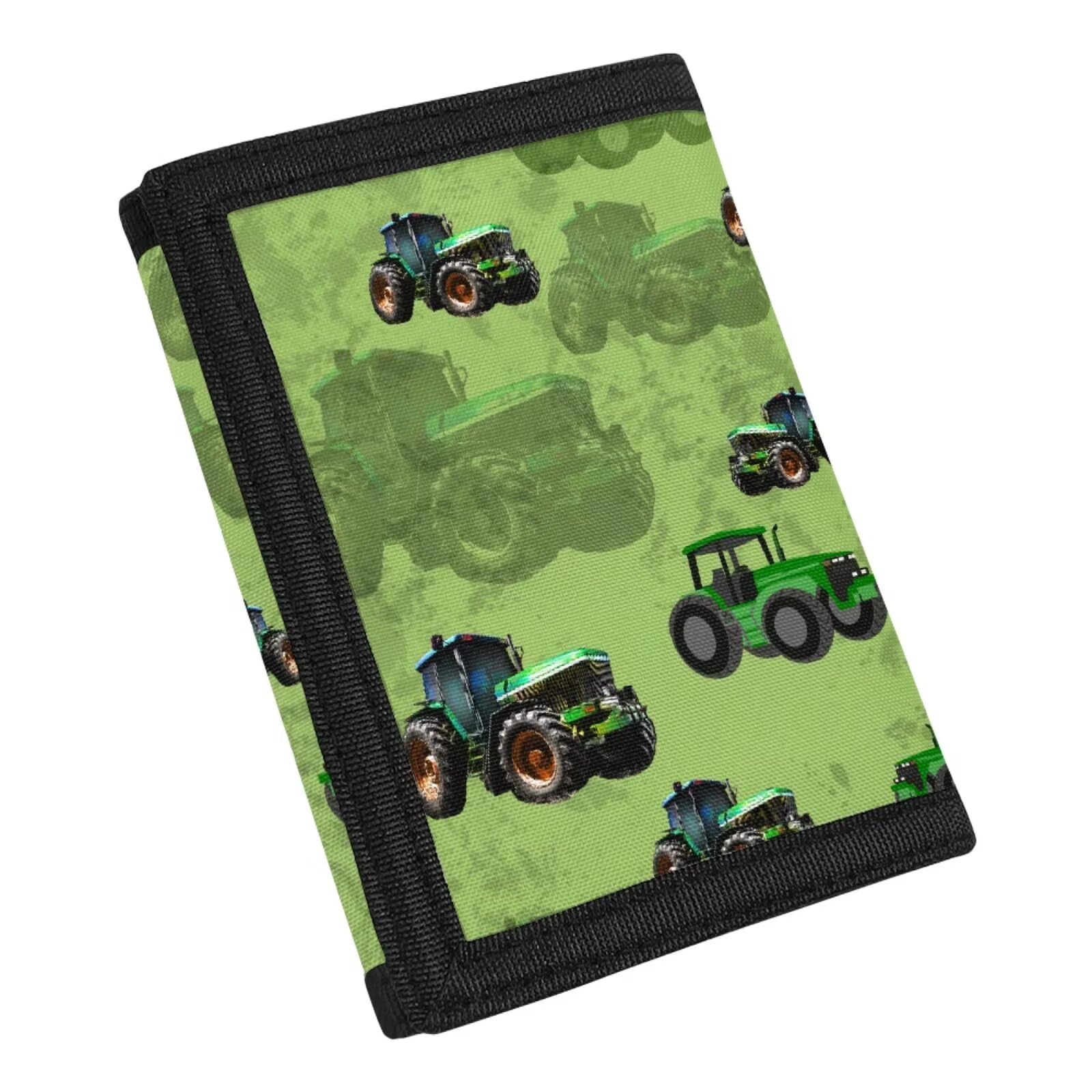 Fashion Print Canvas Wallet for Teens Kids Boys Girls,Slim RFID Trifold Wallets for Travel School, Tractor, One Size-image-37