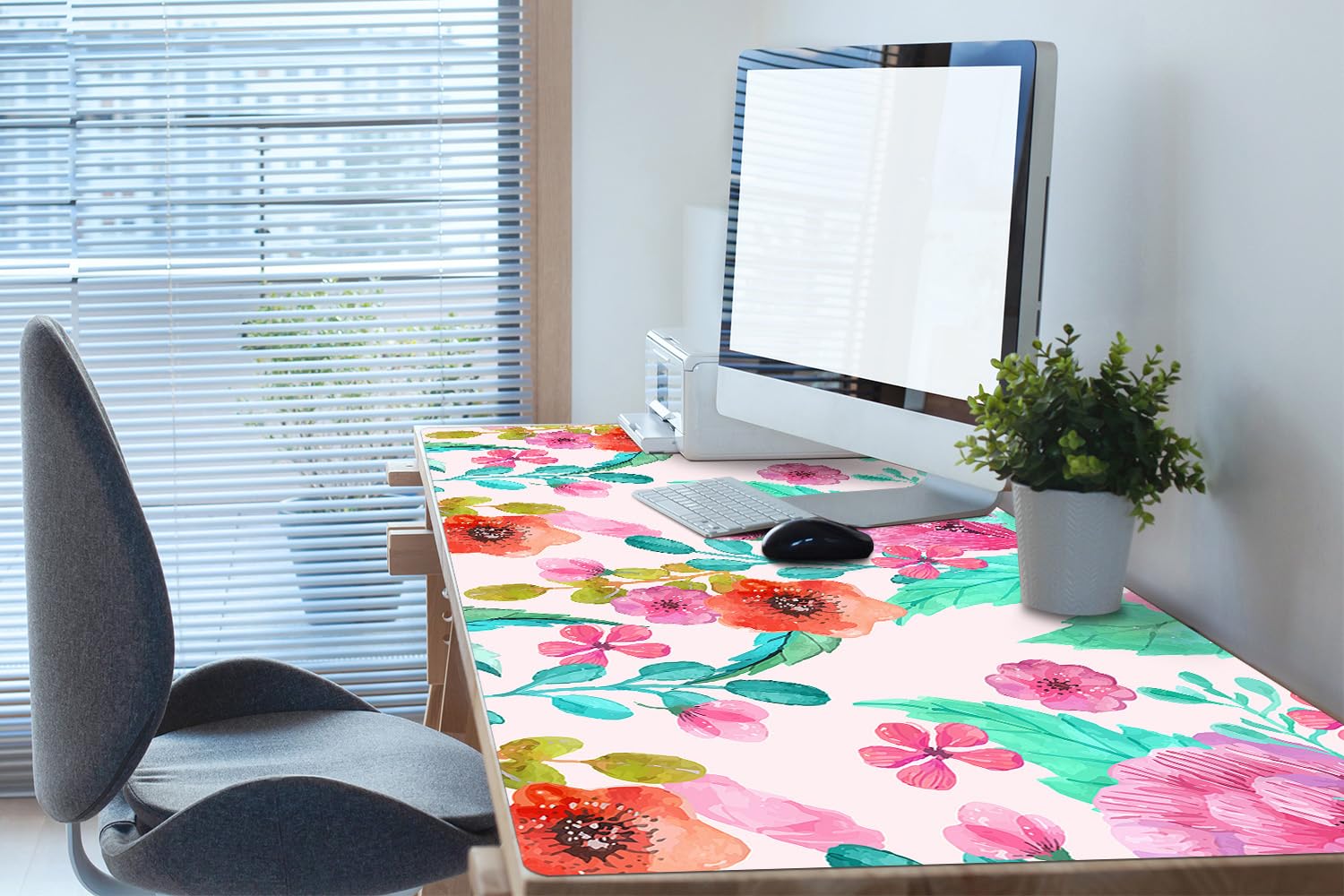 Sottomano da Scrivania 120x60 cm Protezione e Decorazione in Vinile PVC Antiscivolo Impermeabile Facile da Pulire Superficie Protettiva per Ufficio e Casa - Motivo a foglia