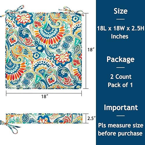 Miniatura 9 de Magpie Fabrics Cojín cuadrado para asiento de esquina, 18 x 18 x 2.5 pulgadas, paquete de 2, impermeable, para interiores y exteriores, resistentes