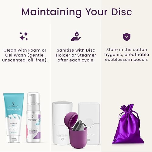Miniatura 7 de Ecoblossom Disco menstrual reutilizable, copa menstrual, disco de período suave para mujer, diseñado con taza de período de silicona flexible de