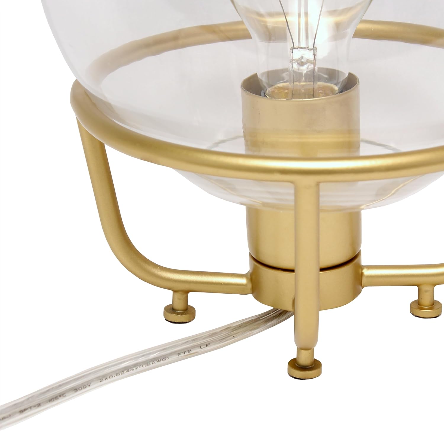 Elegant Designs LT1180-MGD 10" Glistening Globe Table Lamp with Clear Glass Shade, for Living Room, Bedroom, Office, Matte Gold