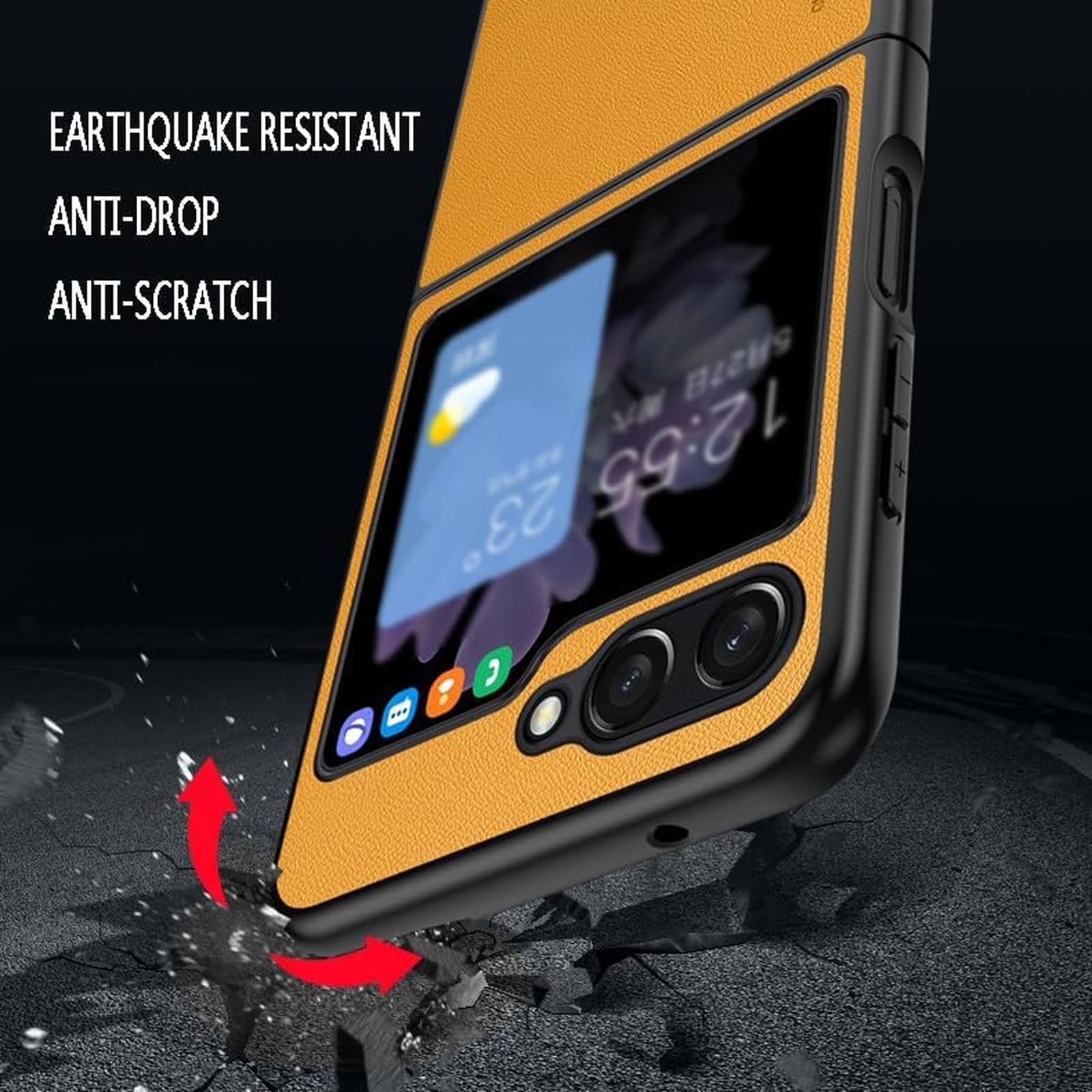 EKSED Custodia per Samsung Galaxy Z Flip 5, Premium Pelle Slim Fit Protettiva Antiurto AntiGraffio Cover Telefono Anti Impronte Digitali