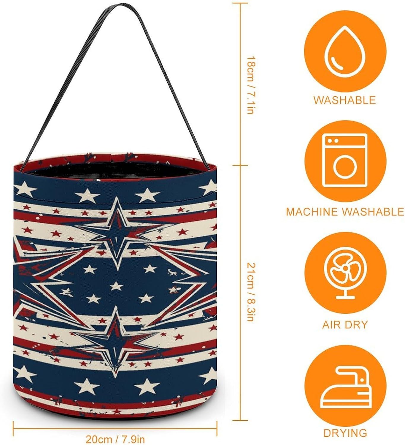 LYHVSFJW Halloween Basket Large Capacity Candy Bags Patriot Star Line image 2