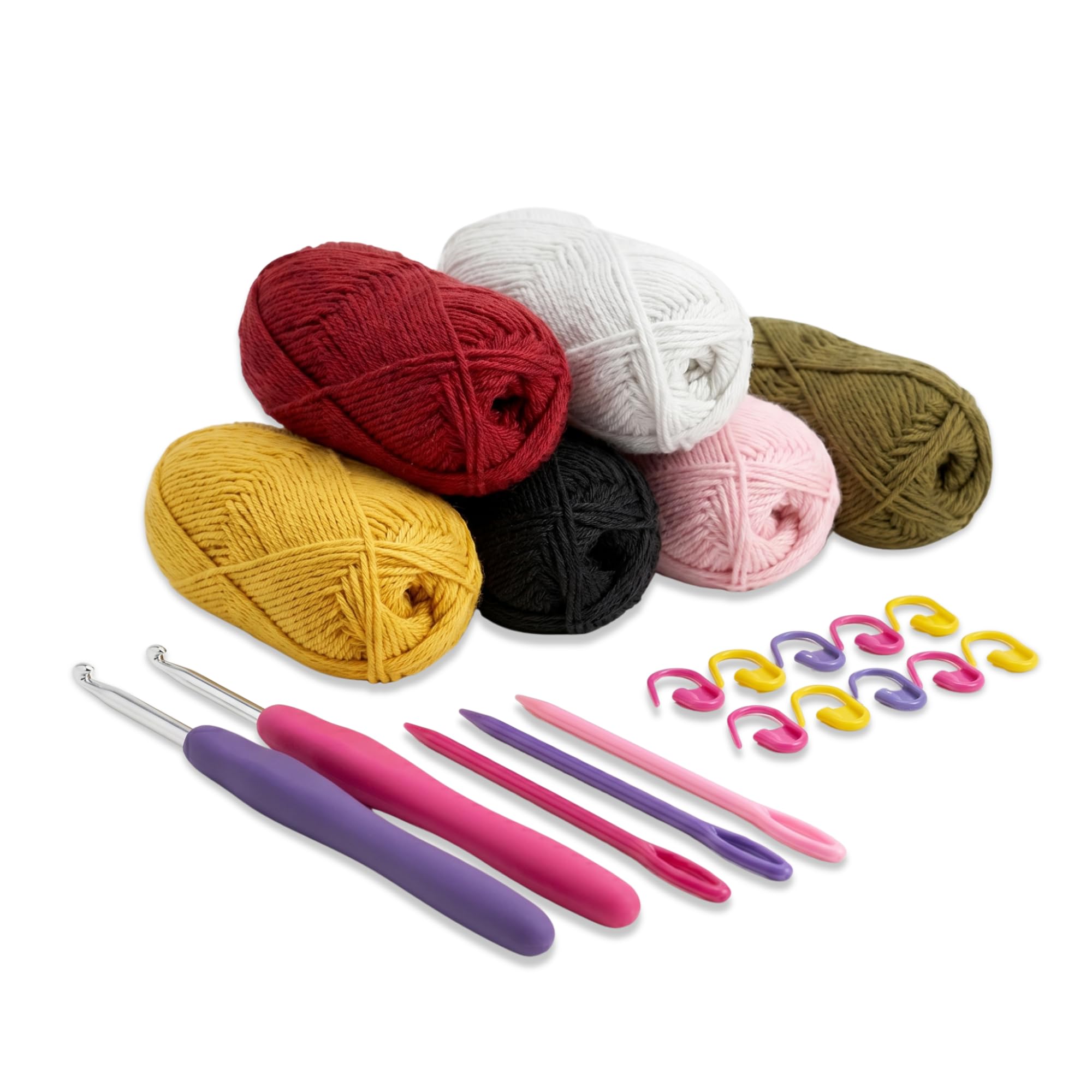 Early bounce Cotton Crochet Kit for Beginners with Crochet Thread, Hooks & DIY Tools | Supplies with 6 Colorful Yarn, Crochet Hooks, Needles & Stitch Markers | DIY Crocheting Starter Set for Adults & Kids | DIY Crafts, Amigurumi, Toys, Garments, Flowers-picture-29