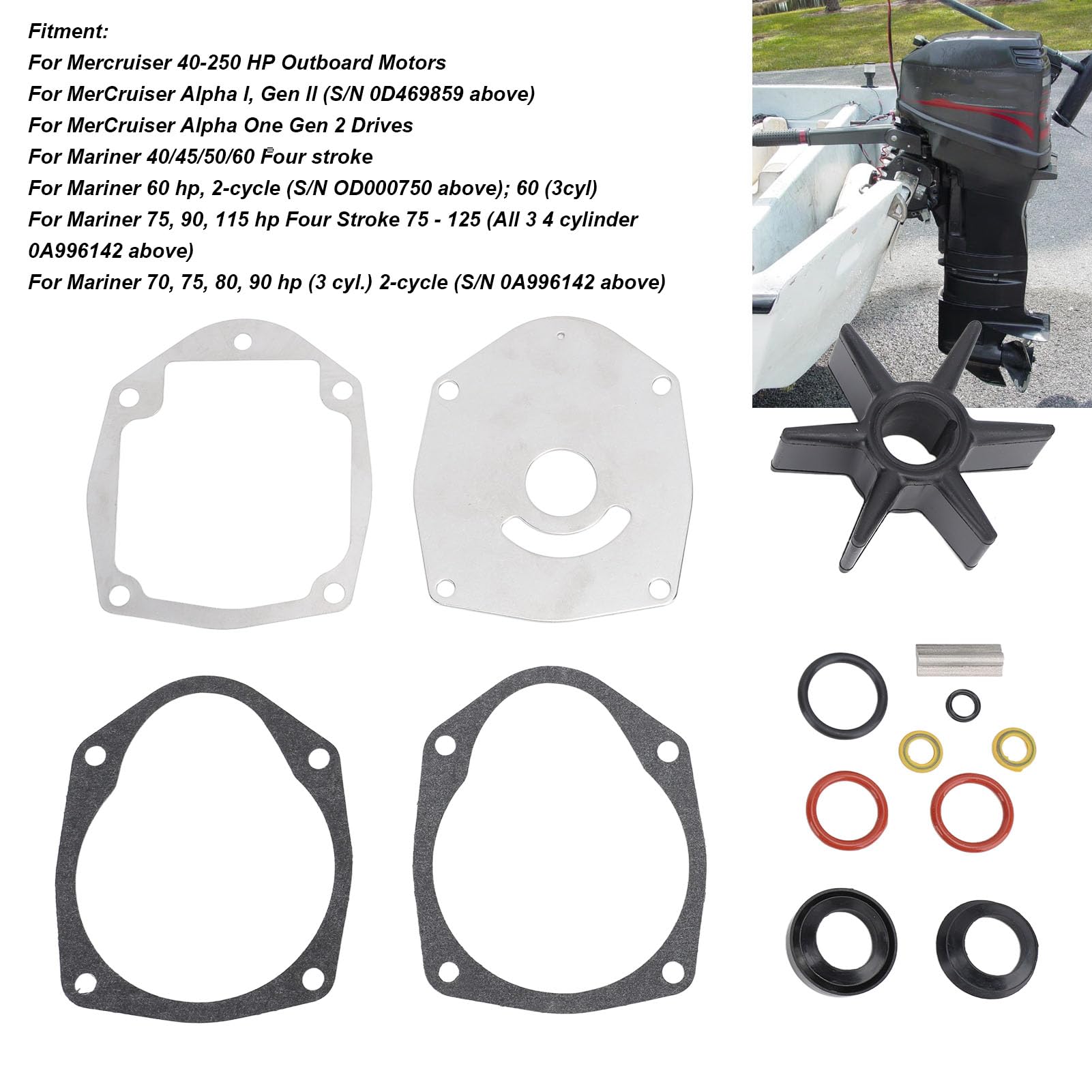 Zestaw Naprawczy Wirnika Pompy Wodnej 47 43026 Q06 Kompatybilny z Mercruiser Alpha One Gen 2