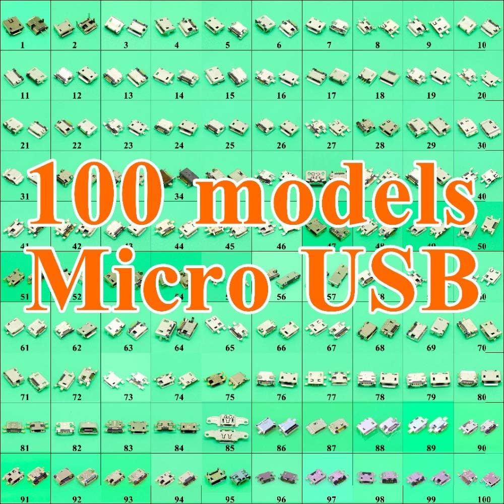 100Model Mini Micro USB Charging Socket Connector Mix SMD DIP V8 Port Charging Data Plug For Samsung For Lenovo For huawei For ZTE HTC ect - (Color: 100models each 2pcs)