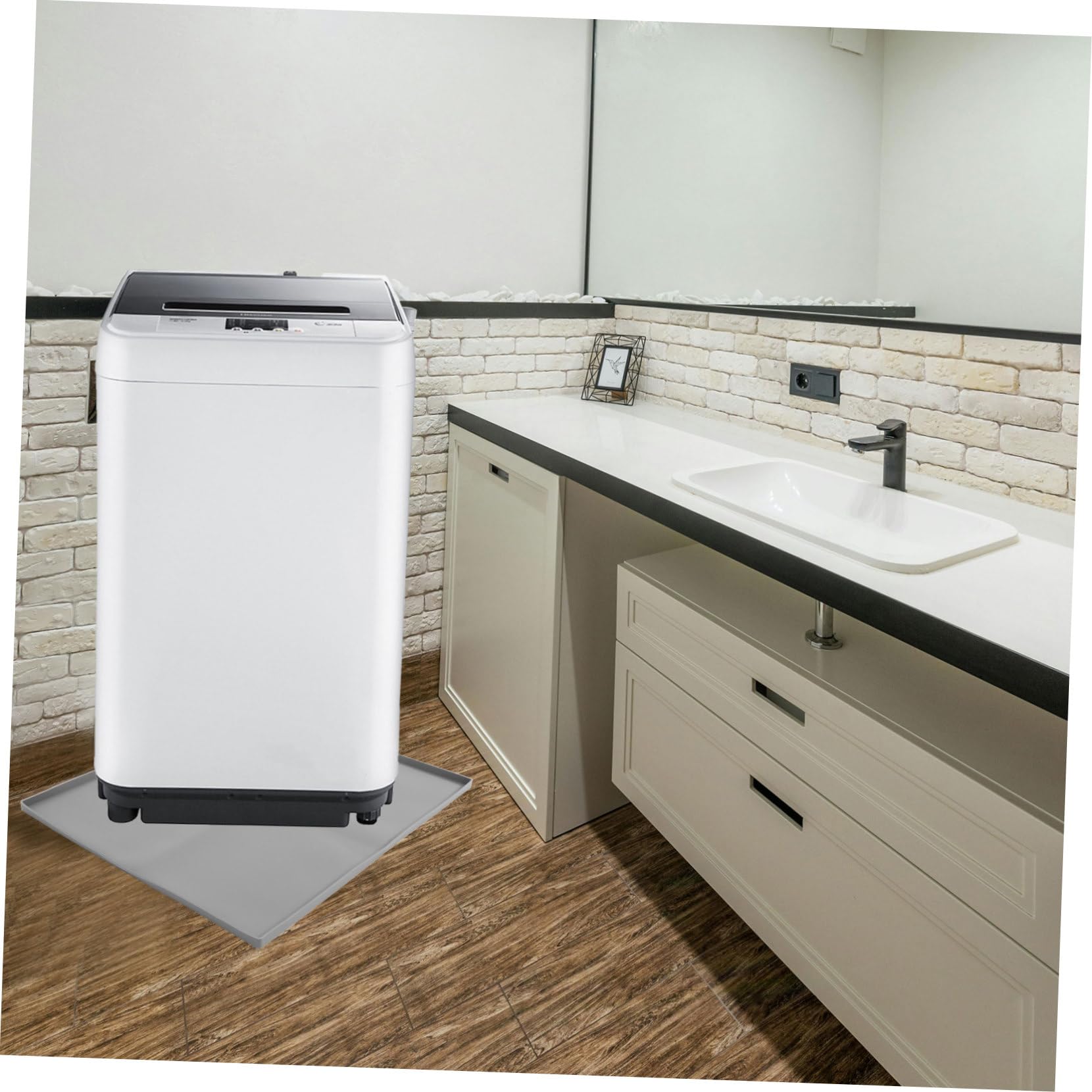 Tappetino in Silicone per Lavatrice e Asciugatrice 60x50 Cm Grigio | Antiscivolo e Leggero, Protezione del Piano Superiore, Uso in Lavanderia e Casa