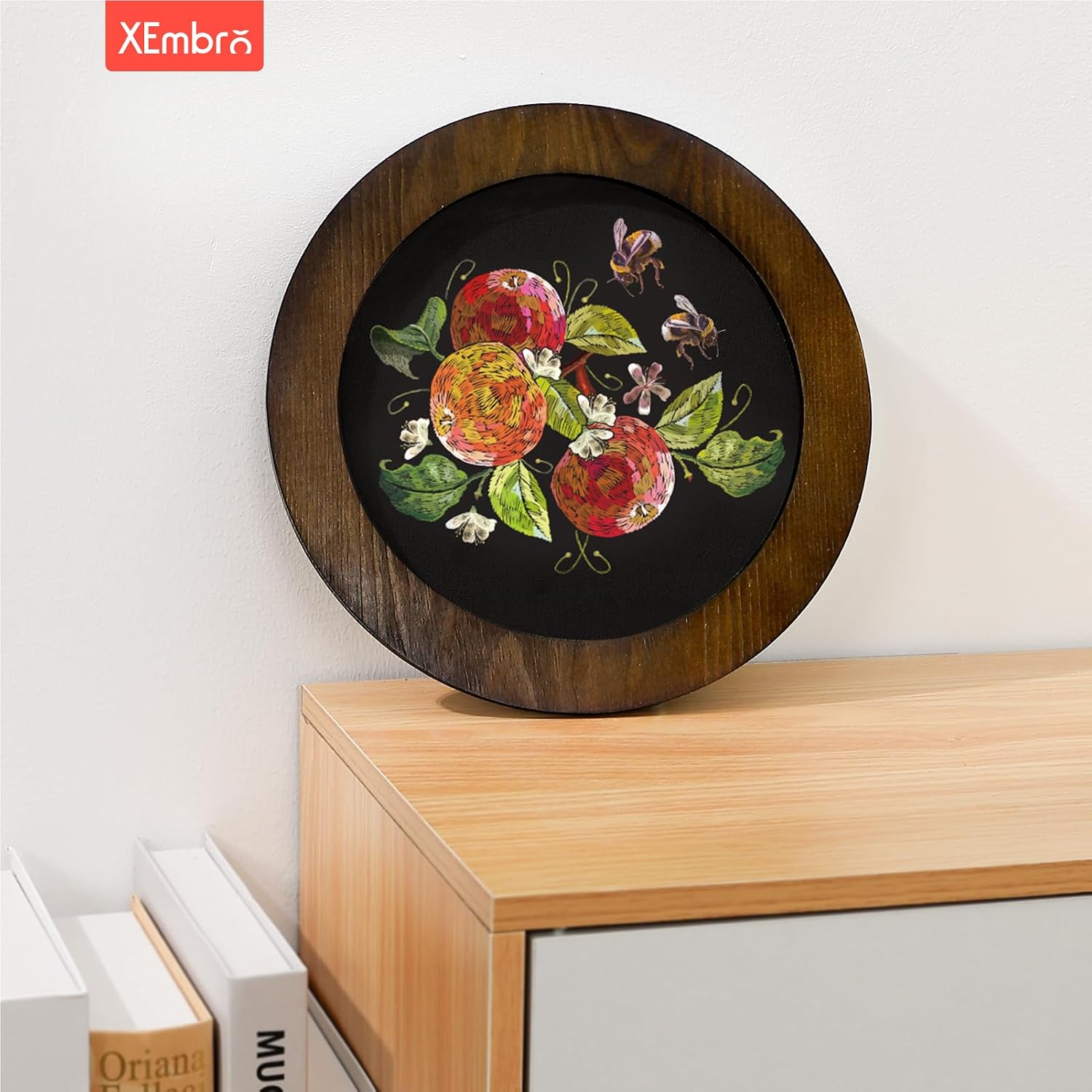 XEmbro 8 Inch Wood Embroidery Hoop Frame for Hanging Sewing Ornaments, Decorative Round Embroidery Frame for Display Finished Embroidery & Cross Stitch Arts