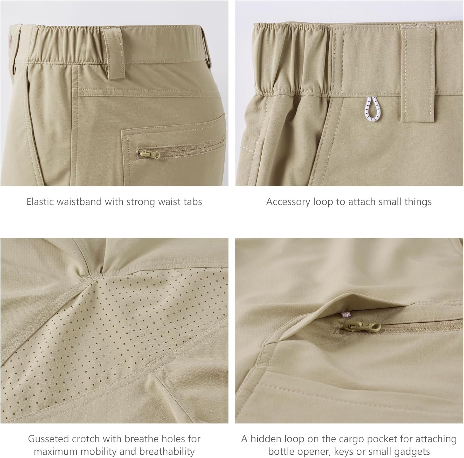 BASSDASH 10.5” Mens Fishing Cargo Shorts Quick Dry UPF 50+ Water Resistant FP01M - Image 5