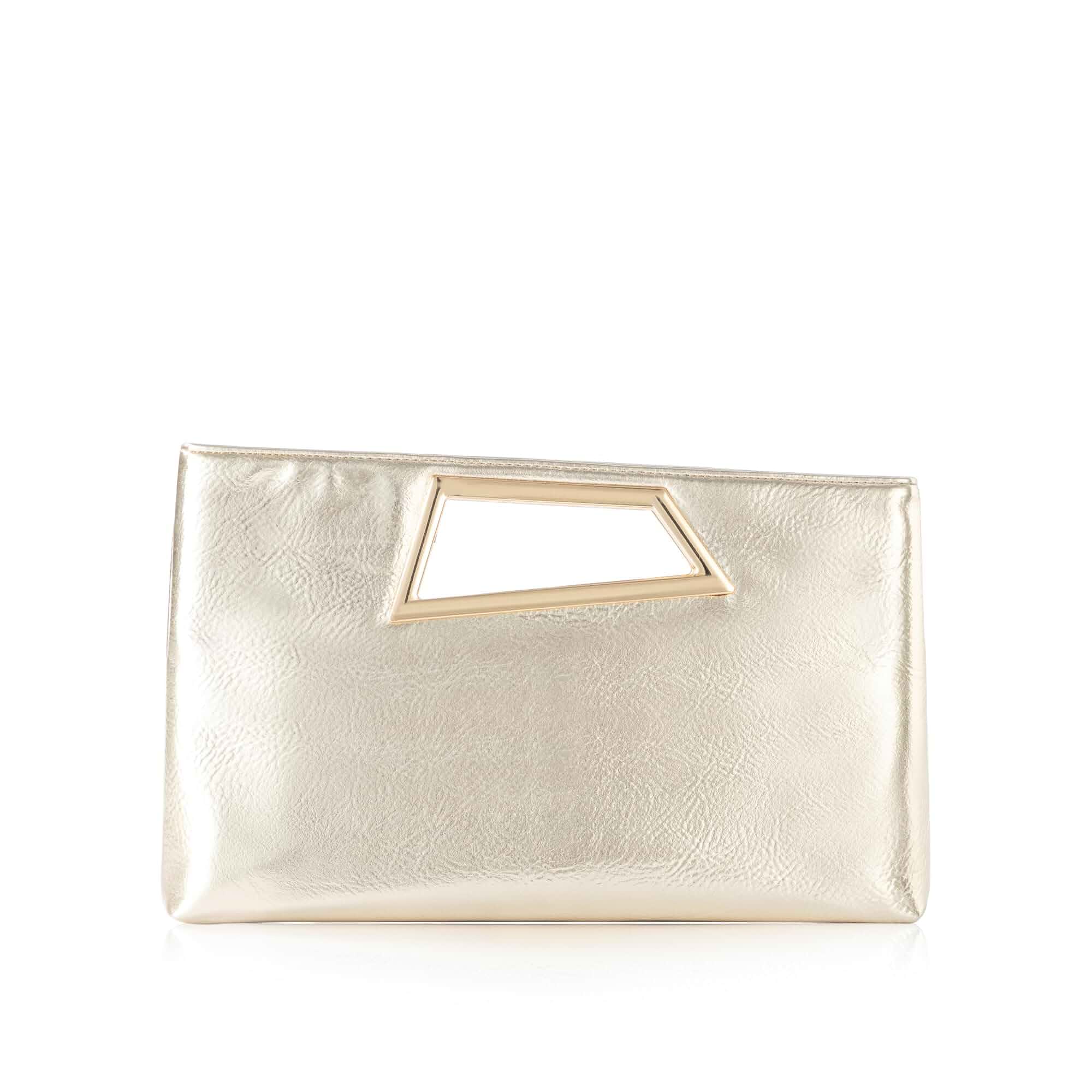 Coucoland Women's PU Leather Clutch Purse with Metallic Geo Top HandleExquisite Stylish Evening Clutch Handbag for Daily, Wedding, Prom, Cocktail Party, Banquet & Formal Occasions