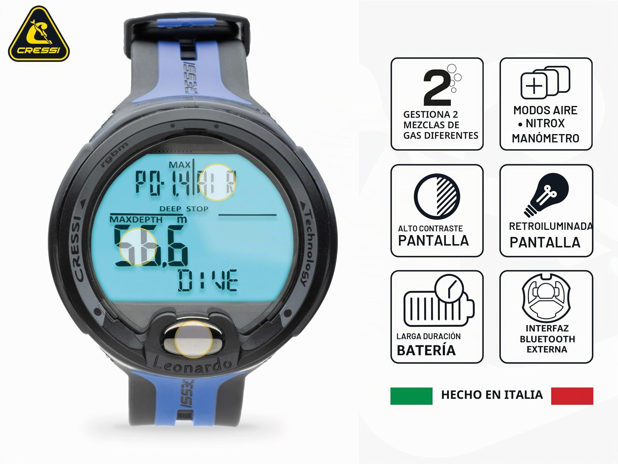 CRESSI Leonardo Dive Computer - Ordenador de Buceo, Talla Única, Adultos Unisex