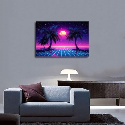 Miniatura 5 de ZMLIS Vaporwave Retro Futurism Wall Art  Neon Sunset Synthwave Poster  Alternative Subculture Aesthetic Print for Room Decor Canvas Posters Wall Art
